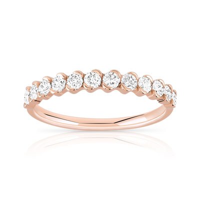 Alliance or 750 rose demi-tour diamants 0.50 ct 3.4 mm