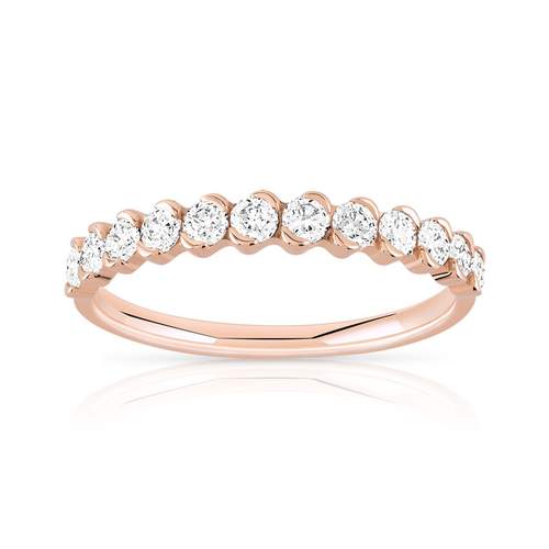 Alliance or 750 rose demi-tour diamants 0.50 ct 3.4 mm