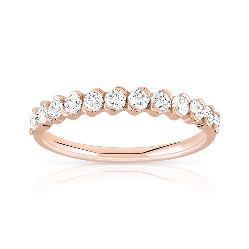 Alliance or 750 rose demi-tour diamants 0.50 ct 3.4 mm