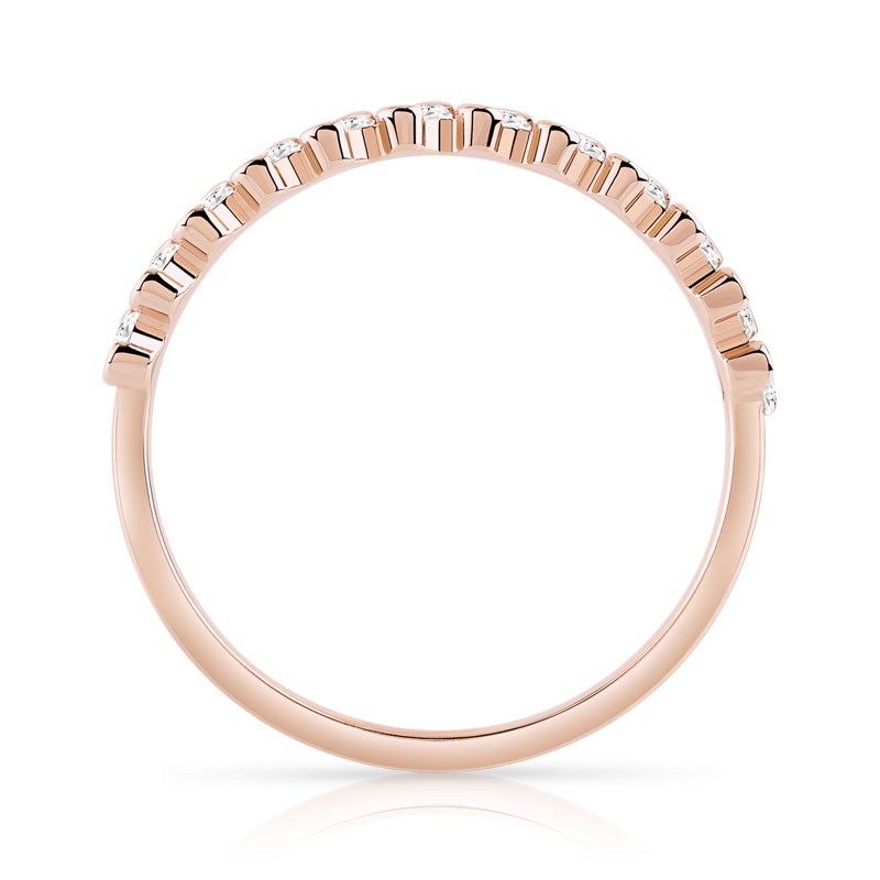 Alliance or 750 rose demi-tour diamants 0.50 ct 3.4 mm - vue 2