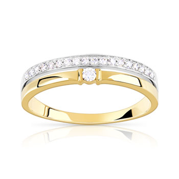 Bague alliance solitaire 2 ors 750 diamants 0.15 ct 4 mm