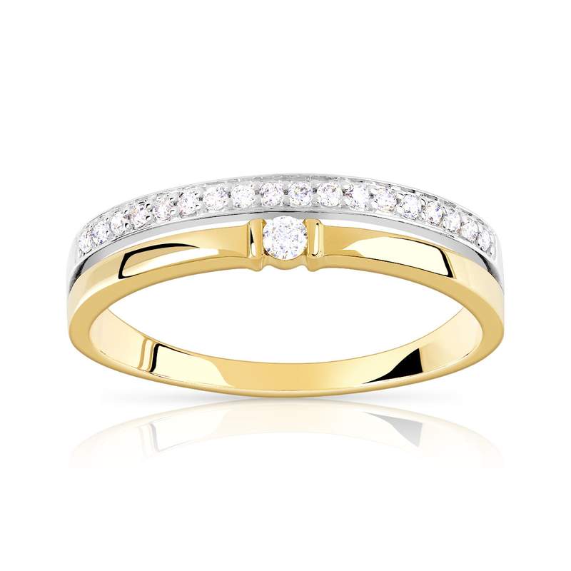 Bague alliance solitaire 2 ors 750 diamants 0.15 ct 4 mm - vue 1