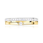 Bague alliance solitaire 2 ors 750 diamants 0.15 ct 4 mm - vue 3