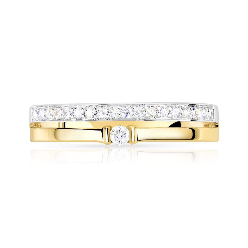 Bague alliance solitaire 2 ors 750 diamants 0.15 ct 4 mm - vue 3