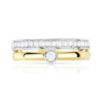 Bague 2 ors 750 alliance et solitaire 0,05 carat diamants - vue 3