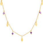 Collier acier doré améthystes 46 cm - vue 1