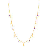 Collier acier doré améthystes 46 cm - vue 2