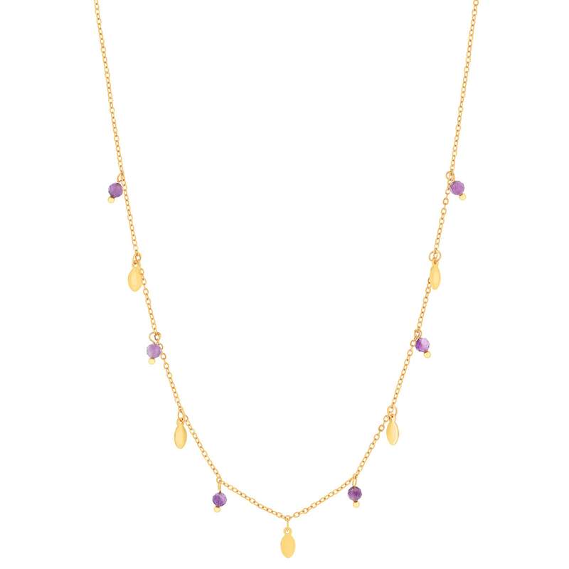 Collier acier doré améthystes 46 cm - vue 2