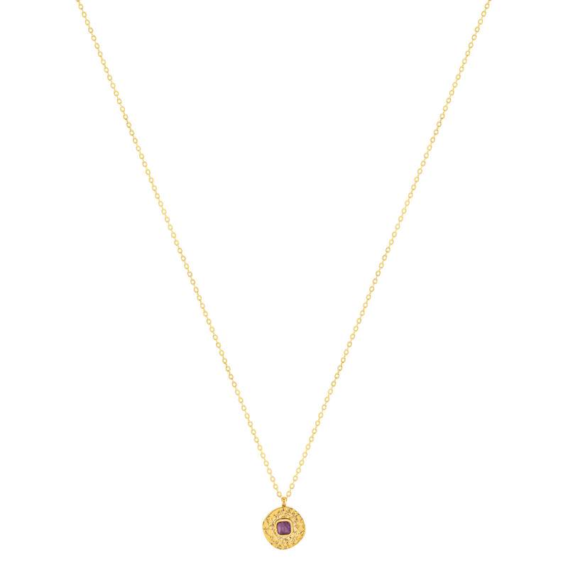 Collier acier doré améthyste 45 cm - vue 2