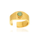 Bague acier doré ouverte aventurine verte - vue 1