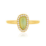 Bague acier doré aventurine verte et zirconias - vue 3