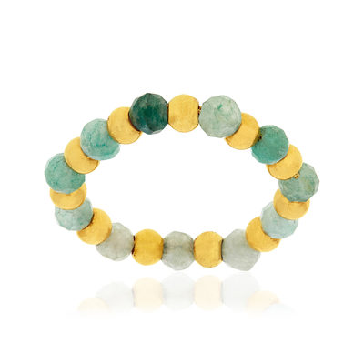 Bague acier doré amazonites