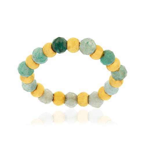 Bague acier doré amazonites
