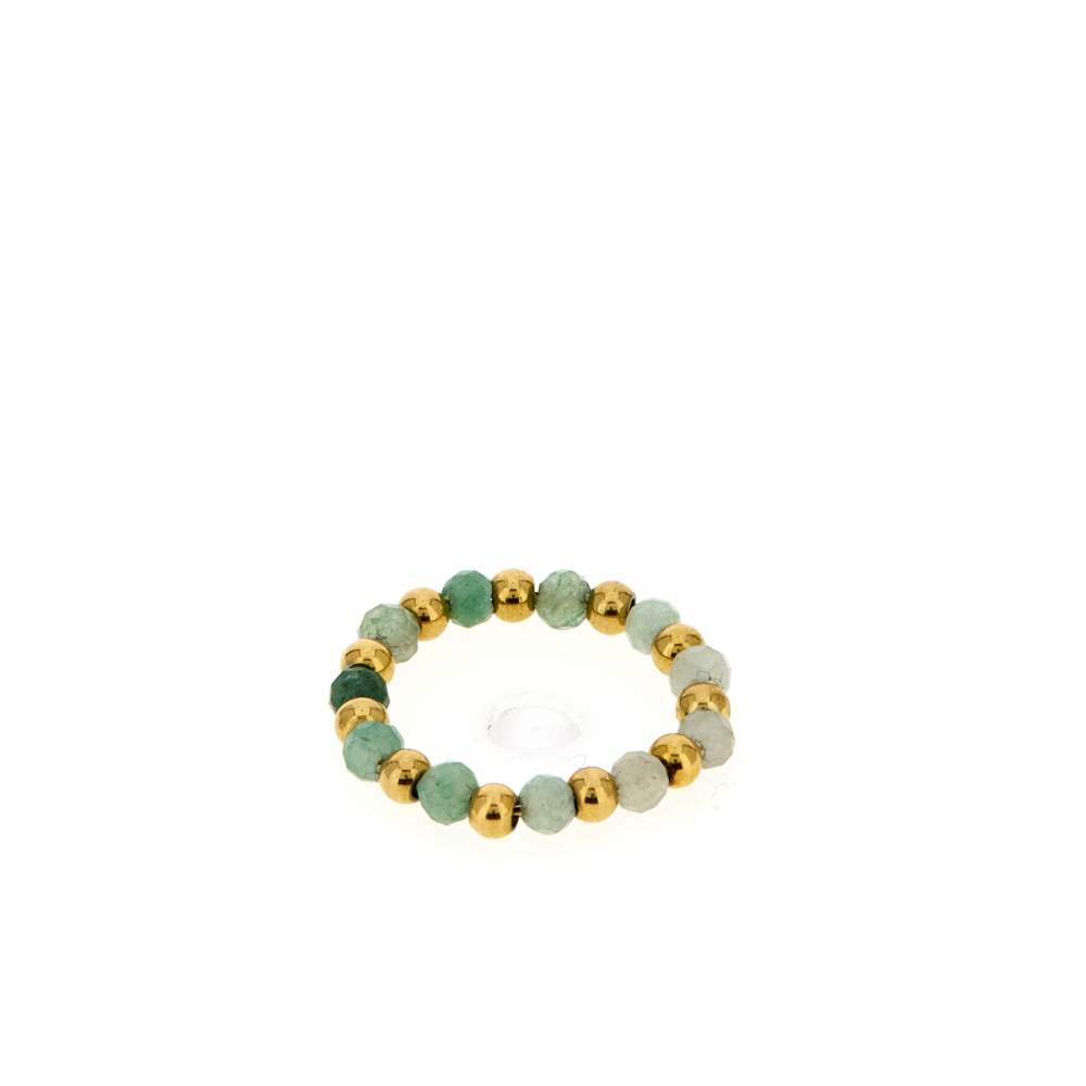 Bague acier doré amazonites - vue 2