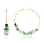 Créoles acier doré aventurines vertes - vue 1