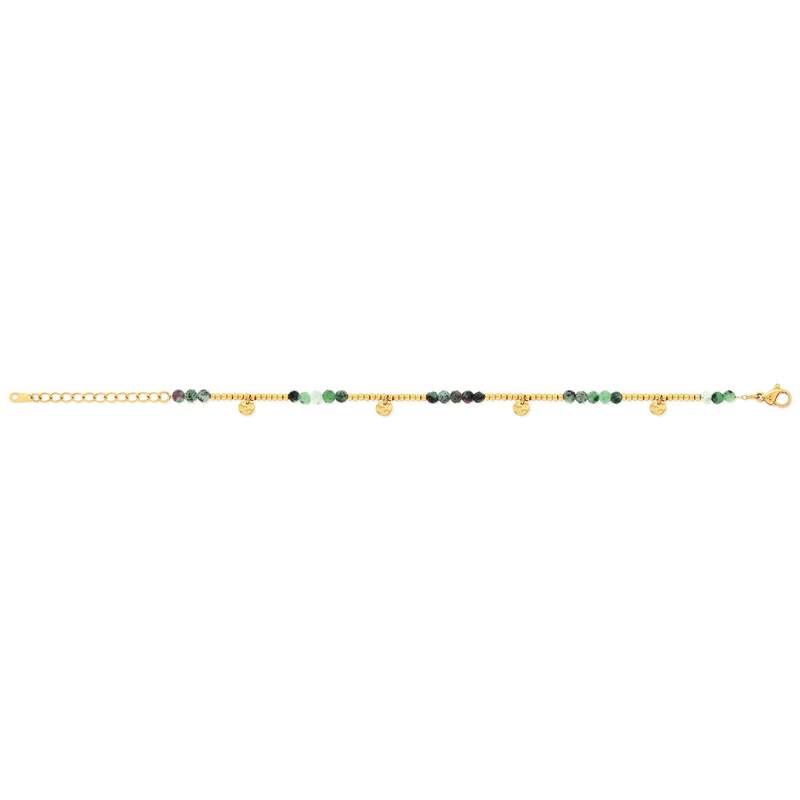 Bracelet acier doré amazonites vertes 19 cm - vue 2