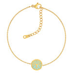 Bracelet acier doré arbre de vie laque verte 20 cm - vue 1