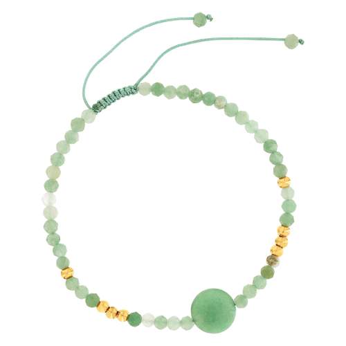 Bracelet cordon coton vert aventurine verte et amazonites