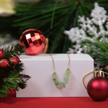 Bracelet acier doré aventurines vertes 20 cm