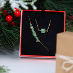 Bracelet acier doré aventurines vertes 20 cm - vue D2