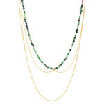 Collier acier doré 3 rangs amazonites vertes 45 cm - vue 2