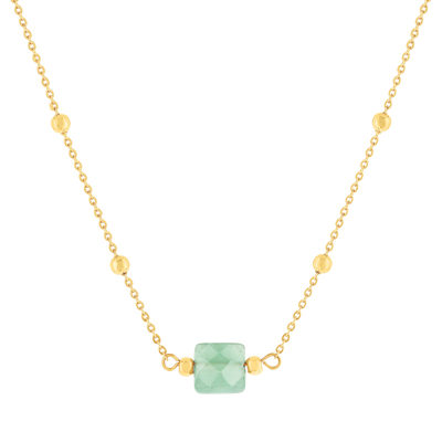 Necklace gold-plated steel green aventurine 45 cm
