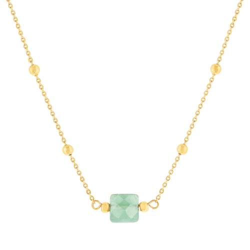Collier acier doré aventurine verte 45 cm