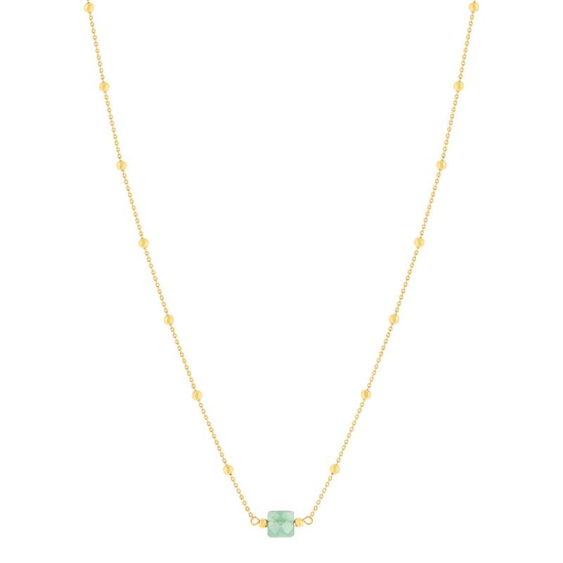 Collier acier doré aventurine verte 45 cm - vue 2