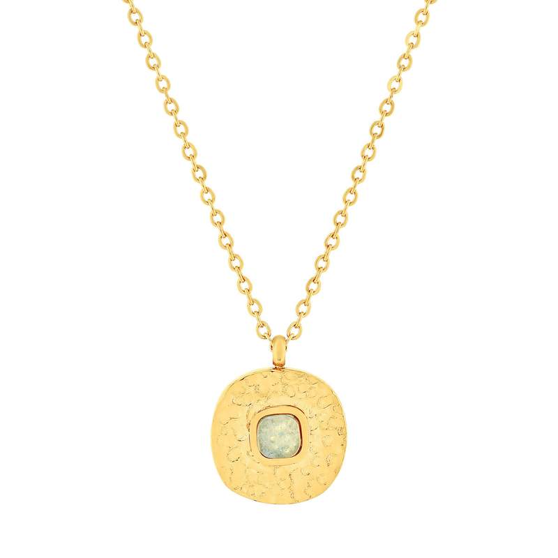 Collier acier doré aventurine 45 cm - vue 1