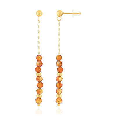 Boucles d'oreilles acier doré agates oranges