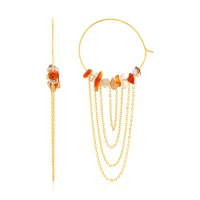 Créoles acier doré agates oranges