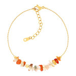Bracelet acier doré agates oranges 20 cm - vue 1