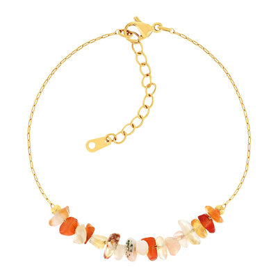 Bracelet acier doré agates oranges 20 cm - vue 1