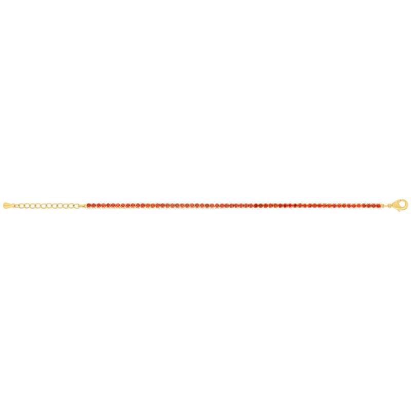 Bracelet acier doré zirconias rouges 19 cm - vue 2