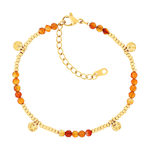 Bracelet acier doré aventurines oranges 19 cm - vue 1