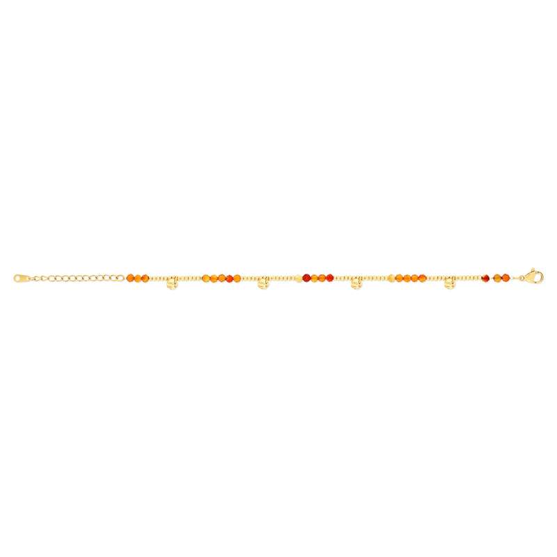 Bracelet acier doré aventurines oranges 19 cm - vue 2