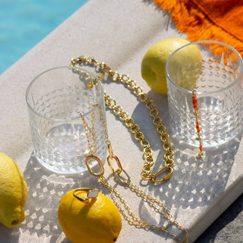 Bracelet acier doré aventurines oranges 19 cm