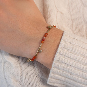 Bracelet acier doré aventurines oranges 19 cm