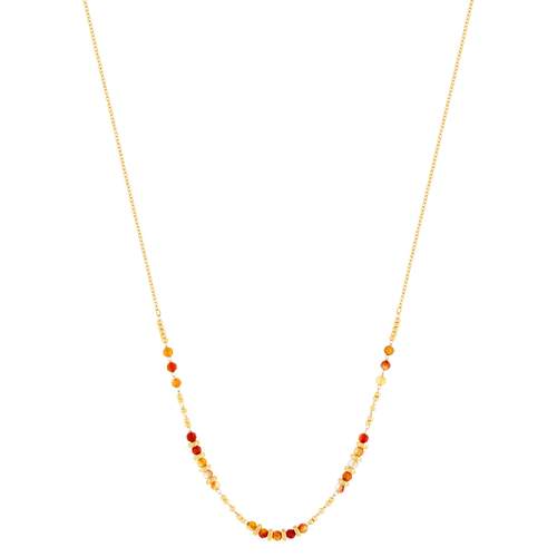 Collier acier doré aventurines oranges 45 cm