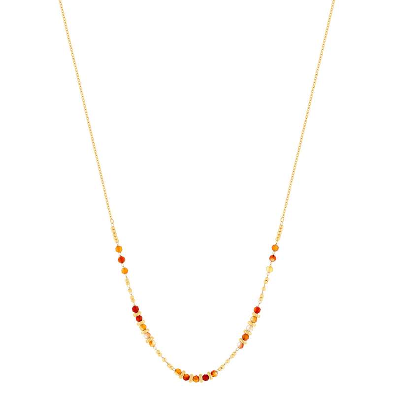 Collier acier doré aventurines oranges 45 cm - vue 1
