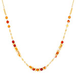 Collier acier doré aventurines oranges 45 cm - vue 2