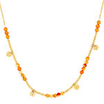 Collier acier doré aventurines oranges 45,5 cm - vue 1