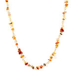 Collier acier doré agates oranges 45 cm - vue 2