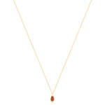 Collier acier doré aventurine orange et zirconias 45 cm - vue 1