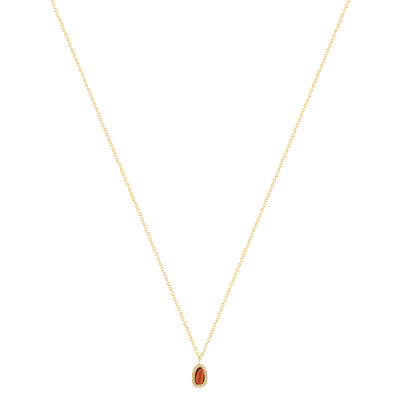 Collier acier doré aventurine orange et zirconias 45 cm