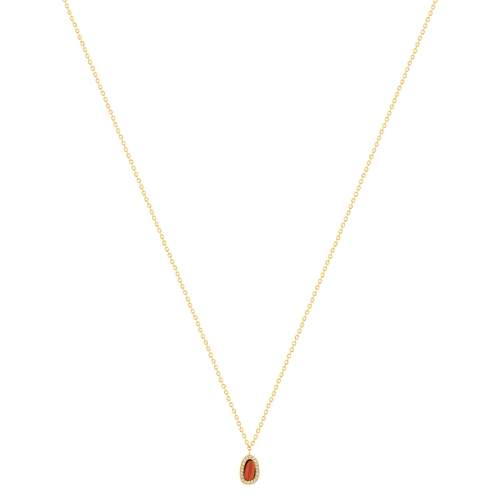 Collier acier doré aventurine orange et zirconias 45 cm