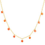 Collier acier doré zirconias oranges 45 cm - vue 1
