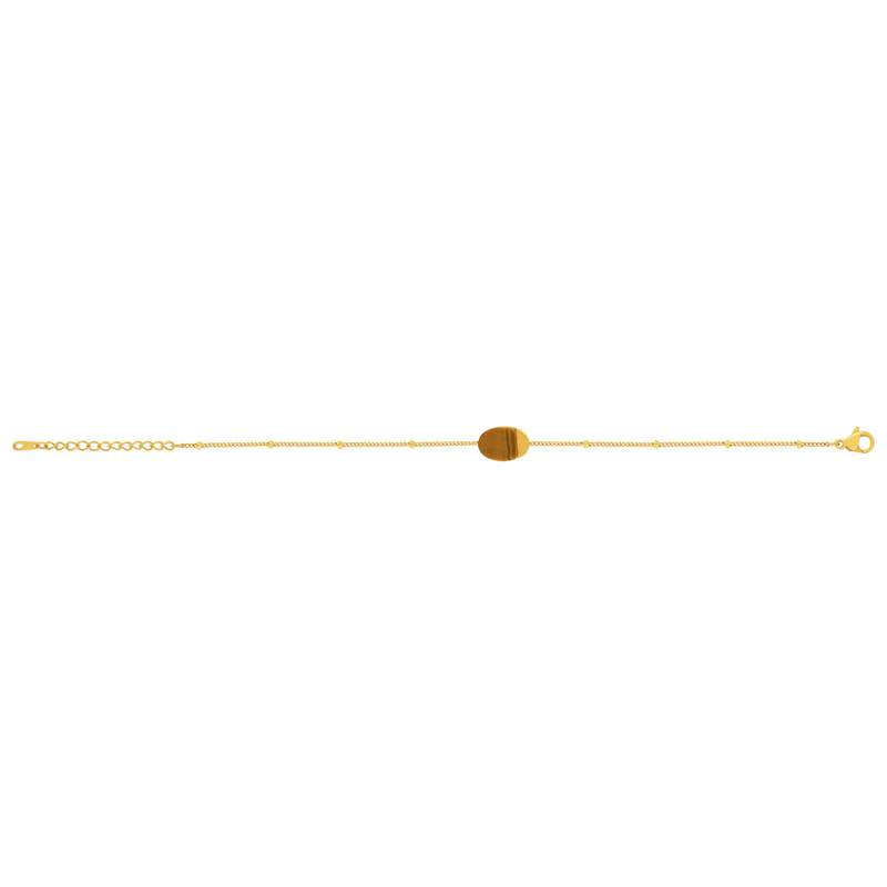 Bracelet acier doré pierre oeil de tigre 19 cm - vue 2