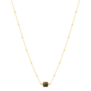 Gold-plated steel tiger eye necklace 45 cm