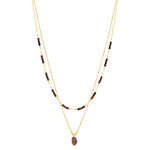 Collier acier doré 2 rangs pierres oeil de tigre 48 cm - vue 2